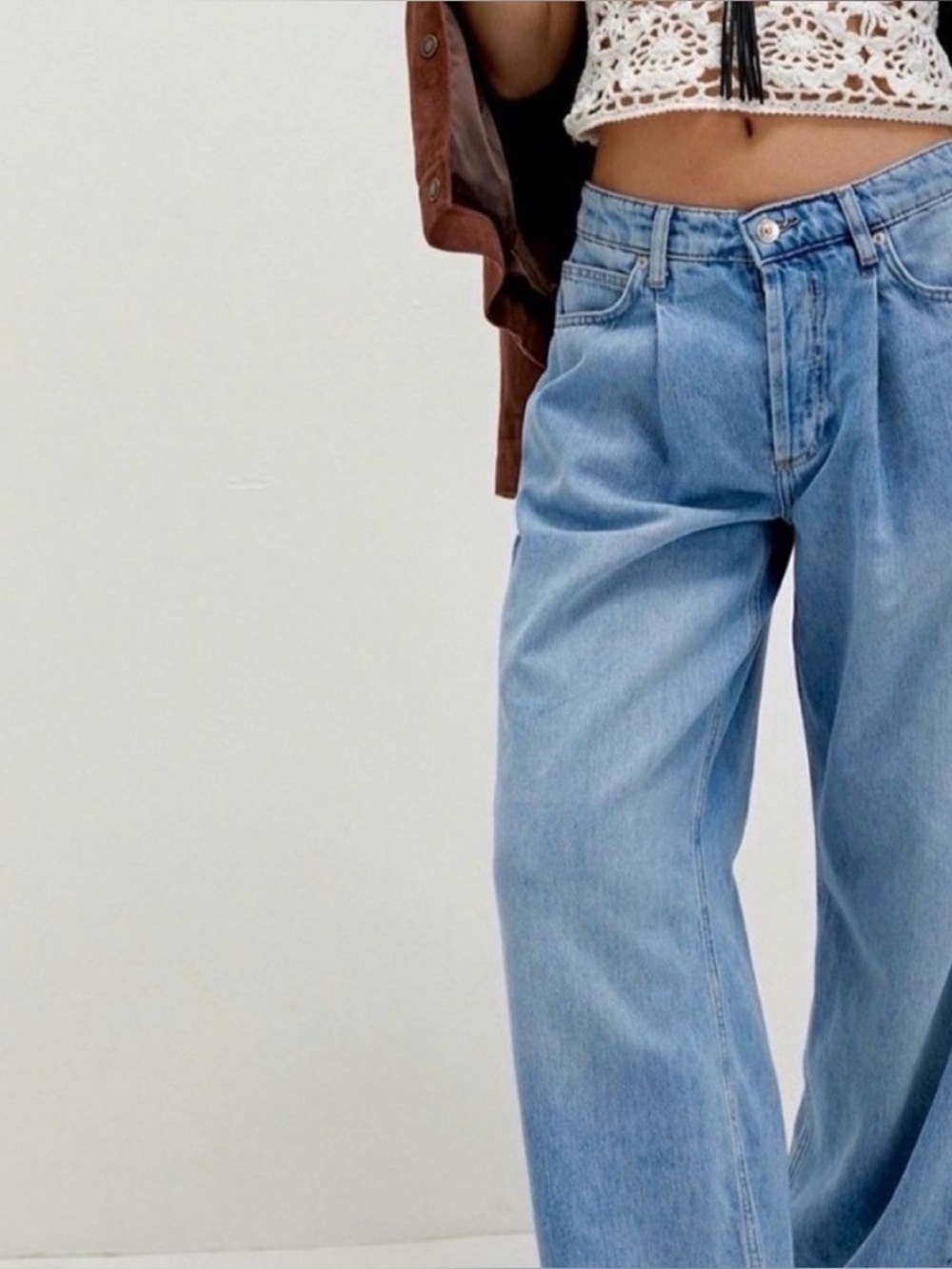 Free people- guessing game-Light Blue Wide Leg Jeans